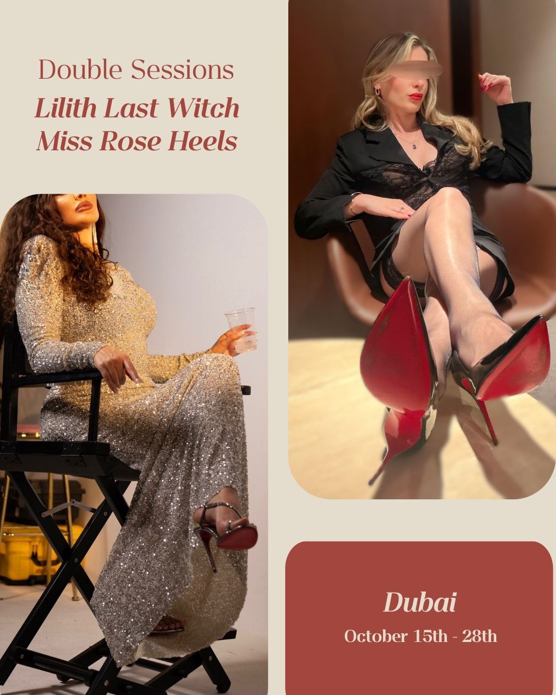 Double domme sessions in Dubai with Miss Rose Heels and Lilith Last Witch 1 Duo with Lilith |
